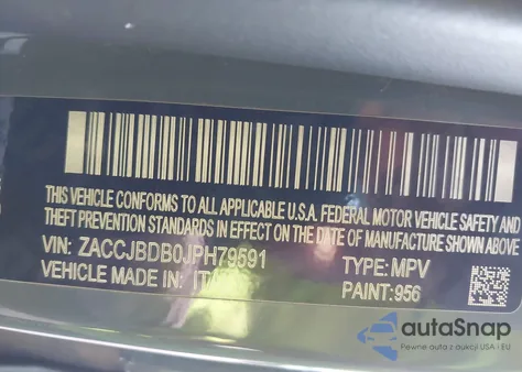 2018 Jeep Renegade Limited 4X4 z USA, uszkodzony, nr VIN ZACCJBDB0JPH79591